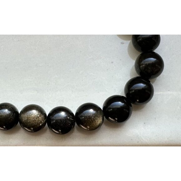 Handmade Golden Obsidian Stretchy Bead Bracelet 10mm Beads 8 Inches NaturalStone - Picture 3 of 3